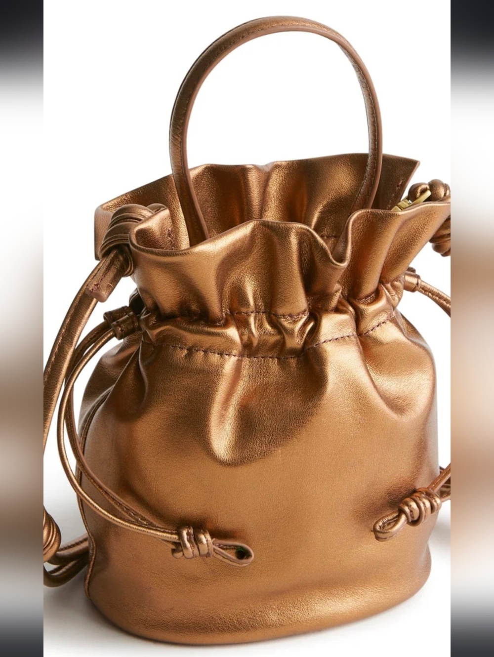 Vera Bradley Leather Tilden Drawstring Crossbody In Bronze Metallic NWT